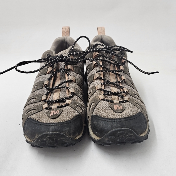 Merrell Depart Performance Hiking Shoes Dark Gull Grey Pink Trail Sneakers Sz 9 - Picture 8 of 12